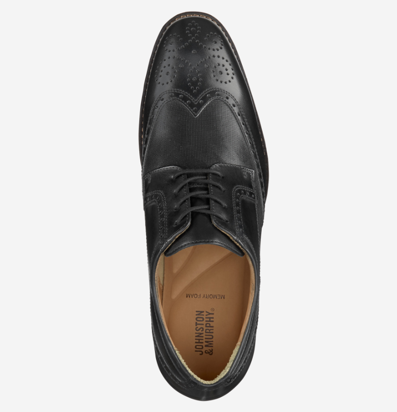 Johnston & Murphy Lewis Black Leather Wingtip Oxford Dress Shoes Men 10 Johnston & Murphy Lewis Embossed | Black – Sole City Shoes main image 3