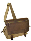 R&R Collections Canvas Messenger Bag With Leather On Flap