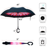 Parquet Double Layer Inverted Umbrellas C-Shaped Handle Reverse Folding Windproof Umbrella