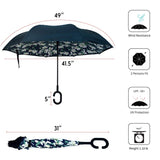 Parquet Double Layer Inverted Umbrellas C-Shaped Handle Reverse Folding Windproof Umbrella