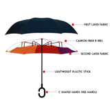 Parquet Double Layer Inverted Umbrellas C-Shaped Handle Reverse Folding Windproof Umbrella