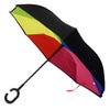Parquet Double Layer Inverted Umbrellas C-Shaped Handle Reverse Folding Windproof Umbrella