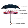 Parquet Double Layer Inverted Umbrellas C-Shaped Handle Reverse Folding Windproof Umbrella