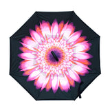 Parquet Double Layer Inverted Umbrellas C-Shaped Handle Reverse Folding Windproof Umbrella