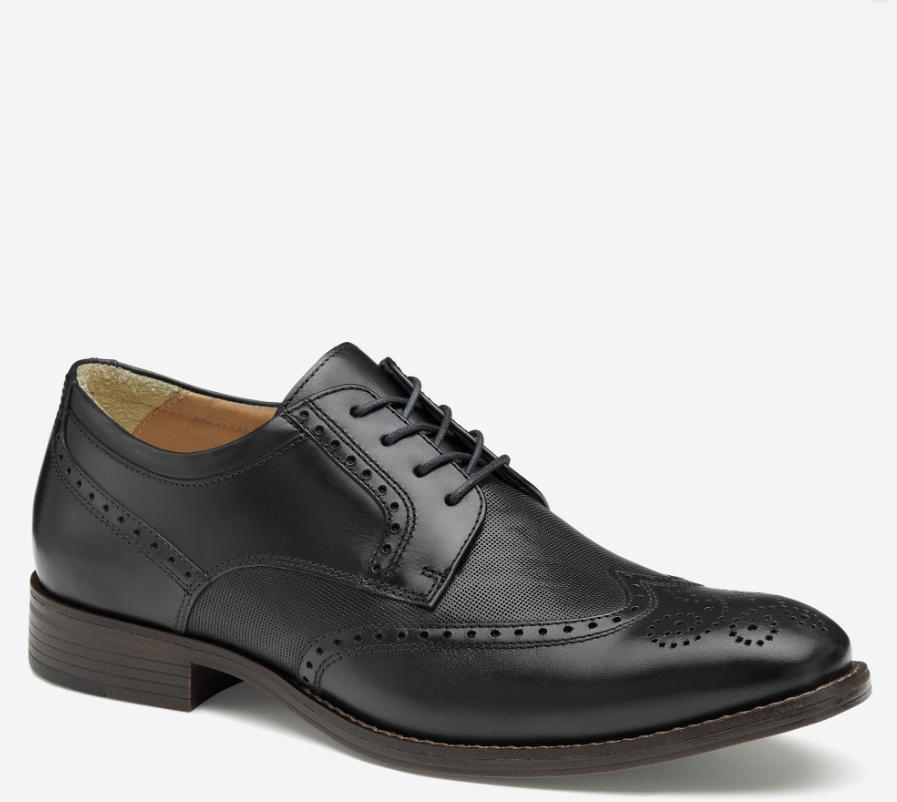 Johnston & Murphy Lewis Black Leather Wingtip Oxford Dress Shoes Men 10 Johnston & Murphy Lewis Embossed | Black – Sole City Shoes main image 2